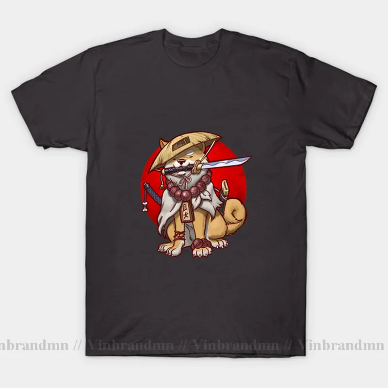 Japan Anime Akita Samurai Ronin T-Shirt Awesome Kawaii Shiba Dog Inu T Shirt Animal Lovers Clothes Men Dabbing Dog Tshirt Hombre