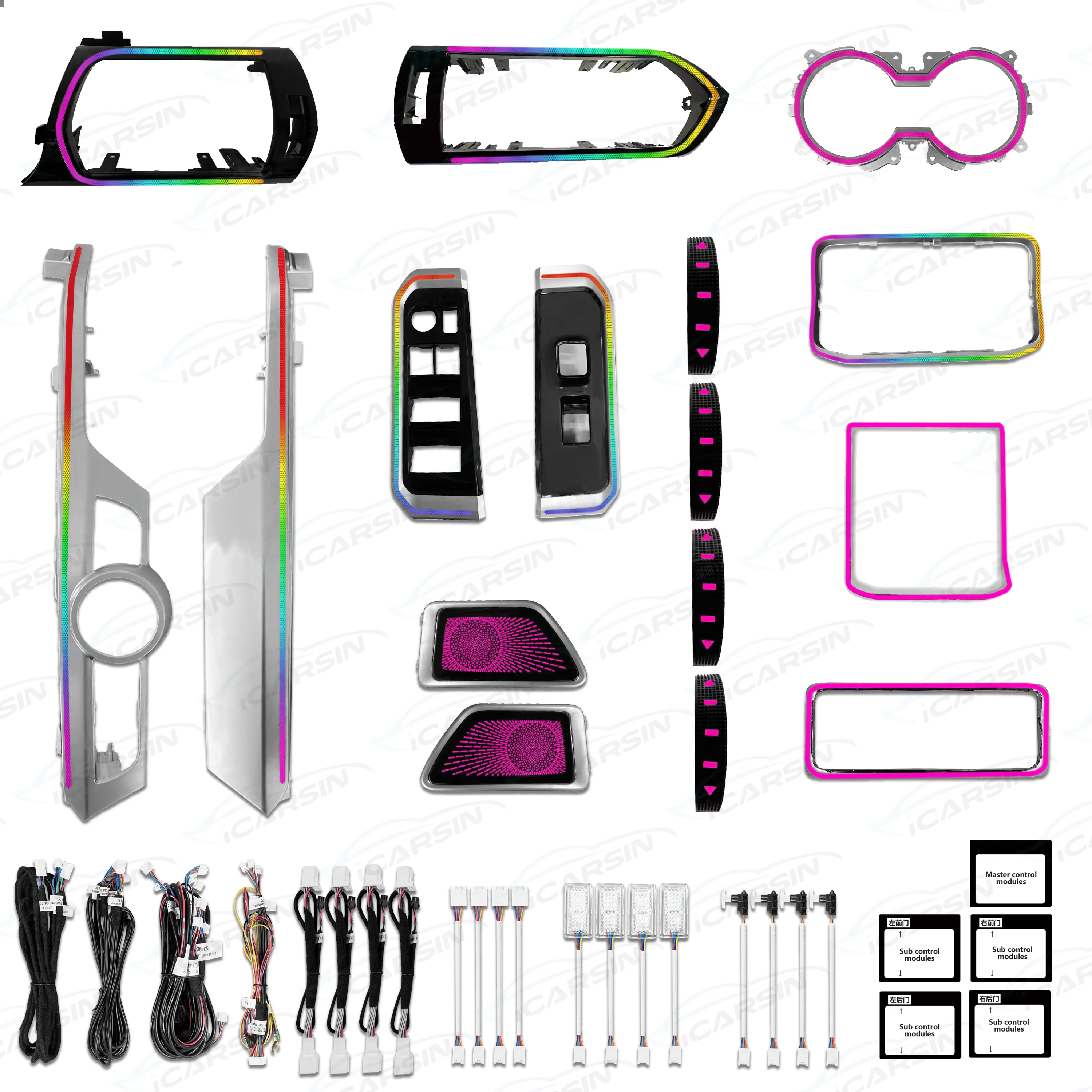 อัพเกรดไฟตกแต่งภายในรถยนต์ Symphony LED 256 สี สำหรับ Toyota Land Cruiser LC300 ปี 2022-2023 ชุดอุปกรณ์ตกแต่งบรรยากาศ