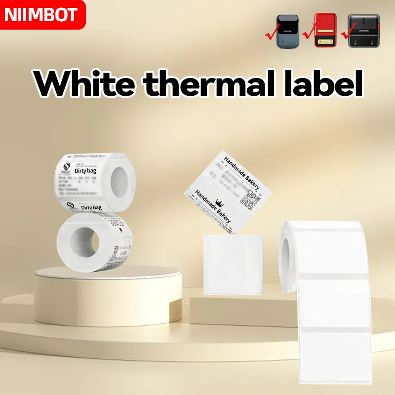 

Niimbot B21 B1 B3S Convenient Label Printer White Sticker Printing Paper 1 Roll Anti Tear, Waterproof, and Oil Resistant