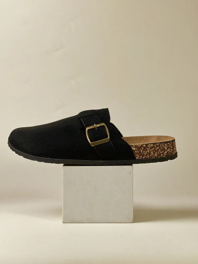 2025 nuevos zapatos de otoño para mujer, zapatillas semi-paquete, zapatillas planas retro perezosas, casualmente y versátiles