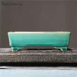 Rectangular Ceramic Bonsai Pot Classical Chinese Style Zen Landscape Flower Pot Tabletop Glaze Decoration Bonsai Pot Home Decor