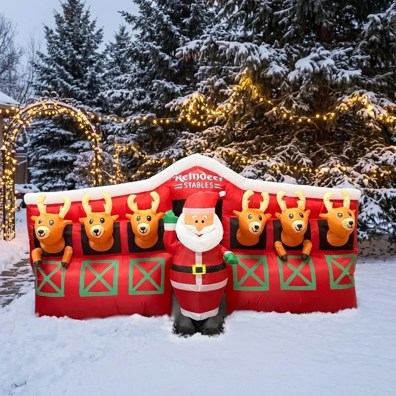 Cross Border Holiday Decorations Christmas Reindeer Shed Light up Party Decorations Inflatable Cartoon Figures