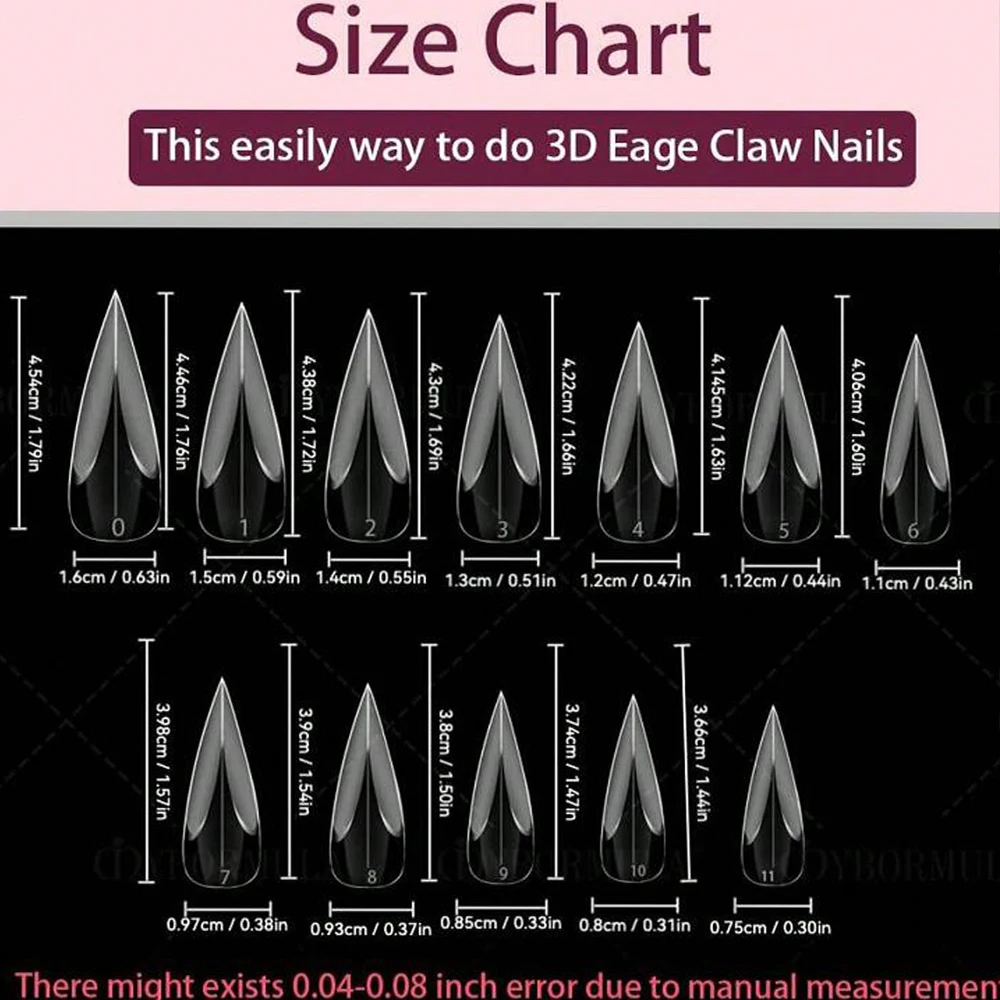 120pcs/box 3D Eagle Claw Shape Nail Dual Forms for Nail Extension of 3D Dragon/Cat Claw Acrylic Nails Special Full Cover Molds view 4