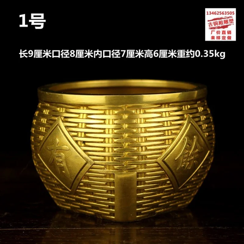 

Factory Direct Sale Solid Pure Copper Treasure Basin Ornament Yearly Surplus Daily Progress Money Bucket Grain Storage Basket Pi