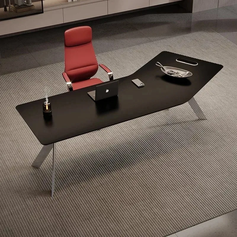 Fashion boss table simple modern stainless steel corner president table office leader single office desk and chair combination