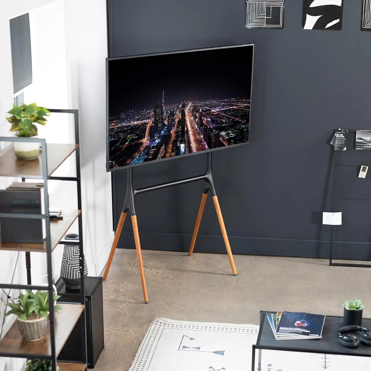 Dark Wood Easel TV Stand 49-70
