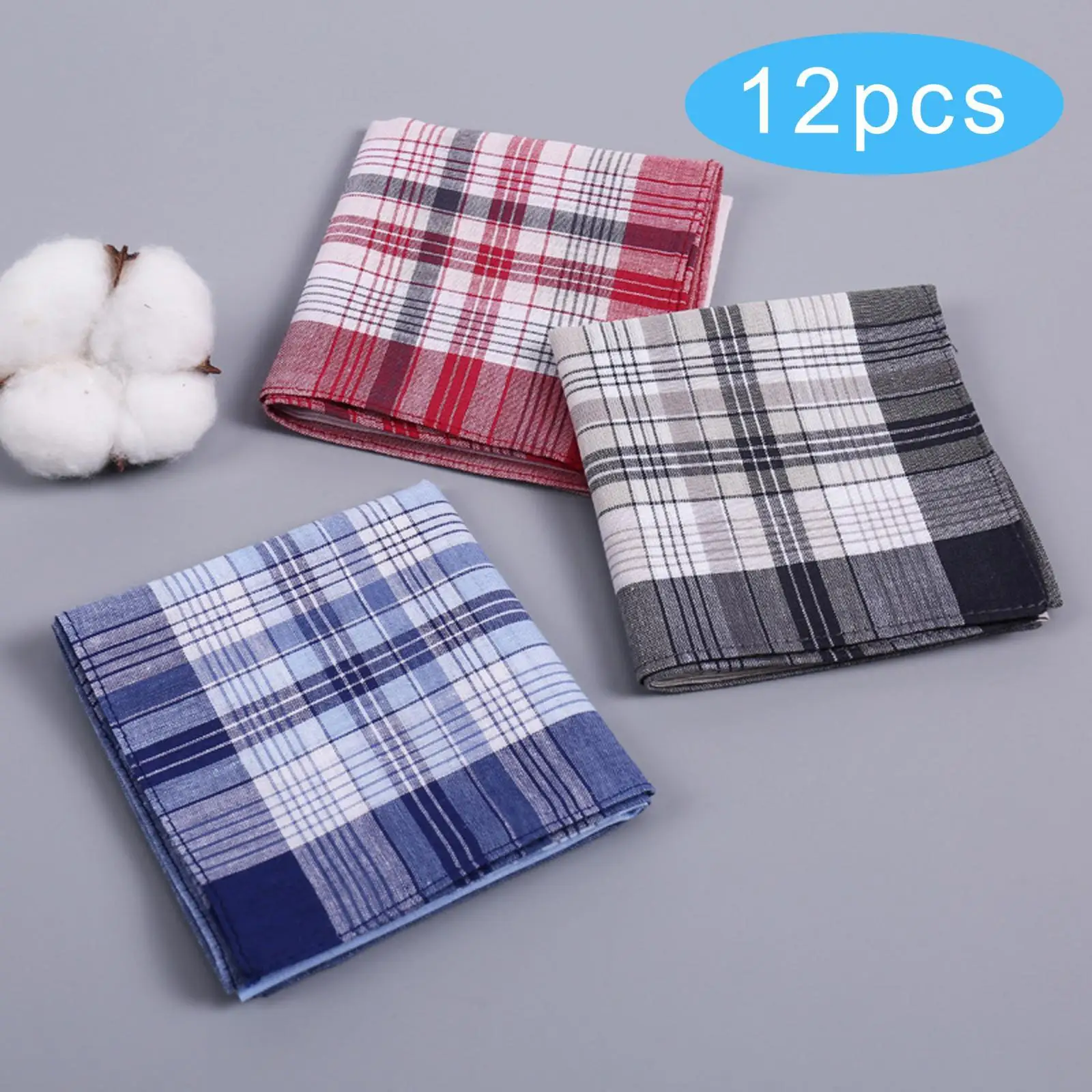 12x Cloth Men's Handkerchiefs Hanky Gifts 16inch Assorted Pocket Square Hankies