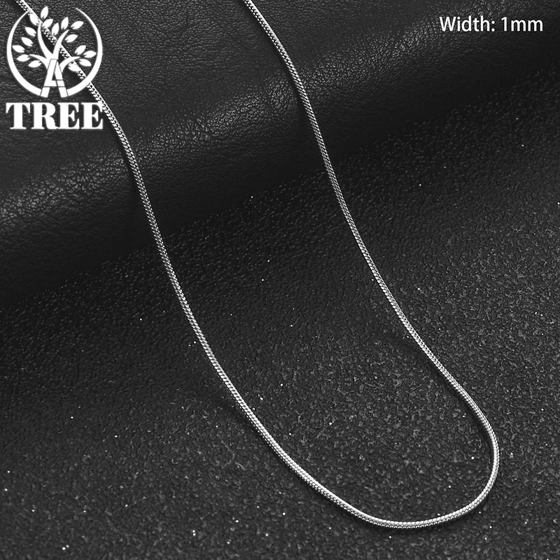 ALITREE Fashion 1/2/3mm Necklace 925 Sterling Silver Round Snake Chain Jewelry Classics Choker Accessory for Men Women Wedding