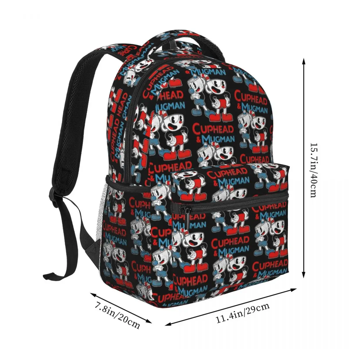 Cuphead & Mugman Dynamic Duo Printed Lightweight Casual Schoolbag For School, Outdoor, Shopping, Office 16in