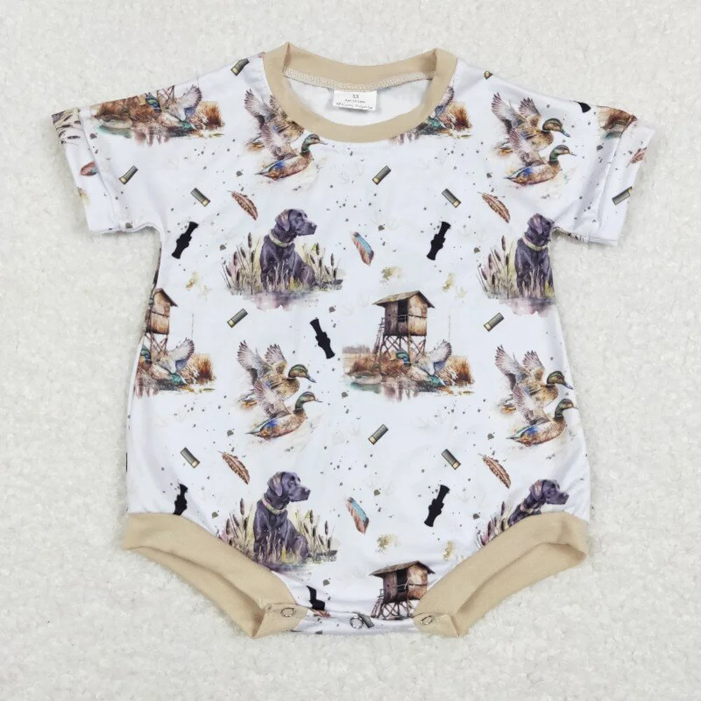 

Baby Infant Boys Dog Hunting Duck Short Sleeve Rompers
