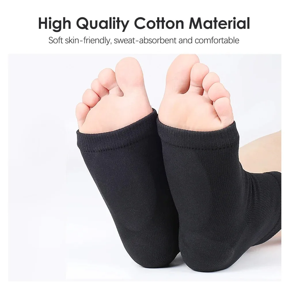 1Pair Arch Support Sleeve Cushioned Soft Elastic Gel Pad Fabric Arch Sock for Flat Foot Pain Relief Socks Orthotic Insoles Pad