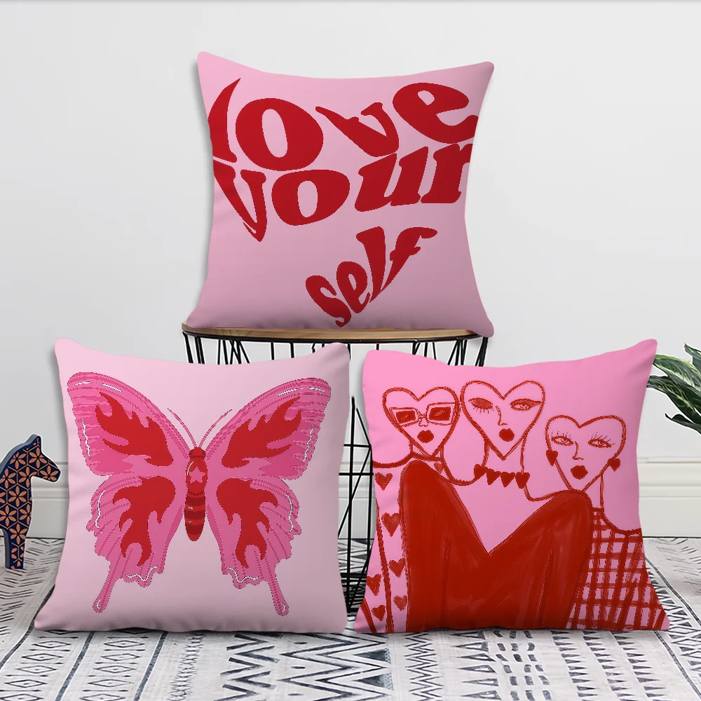 Y2k Pink Girl 90s Funky Art cushion cover For Pillow Printing Sofa Decoration Home Car Room Coffee Shop Office Nordic Simplicity