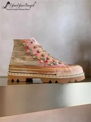 Designer Diamonds Gradient Color Vintage Women Canvas High Top Shoes Height Increasing Platform Pumps Street Female Casual Shoes