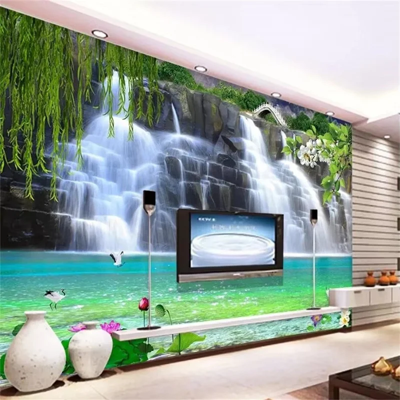

Обои на заказ, 3D фреска, лес, крик, водопад, лес, пейзаж, фон для гостиной, настенный фон, струящаяся вода, богатство, водопад, фреска