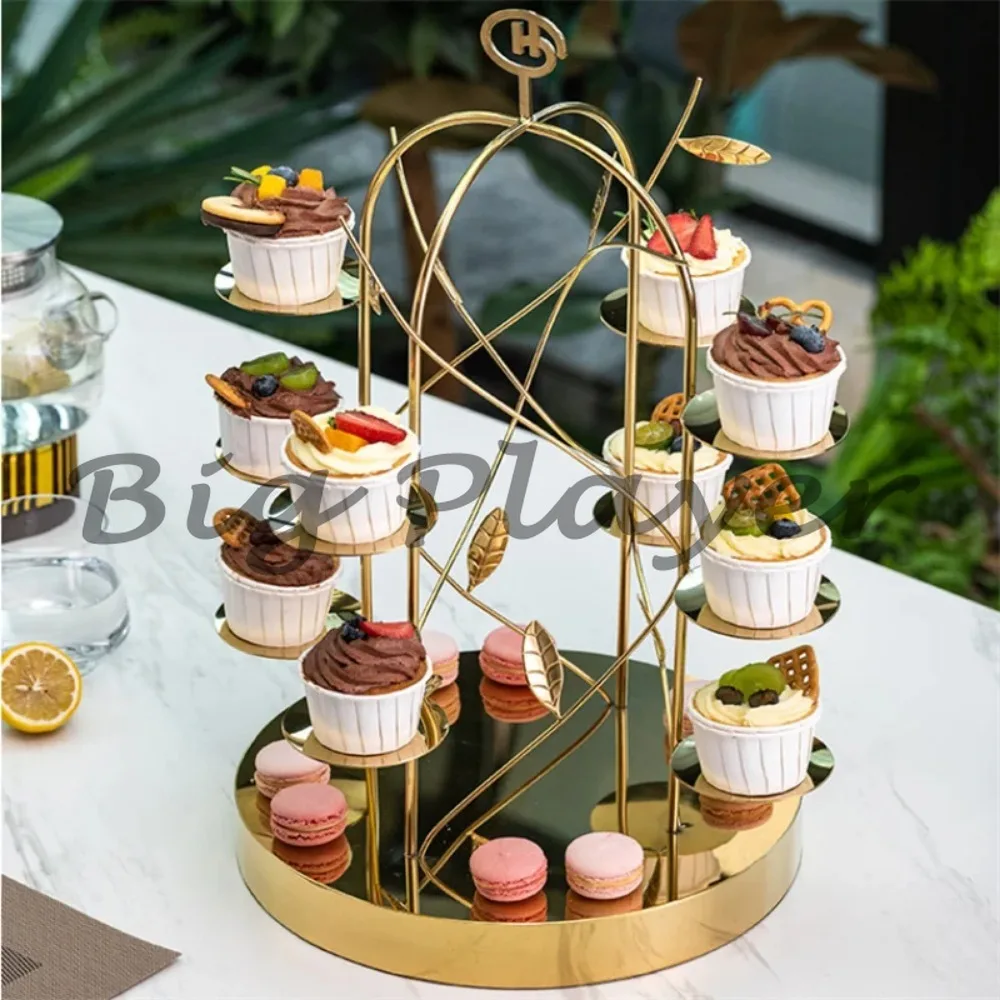 

Premium Gold Dim Sum Display Stand - Multifunctional Dessert Rack For Cake Fruit Bread Restaurant