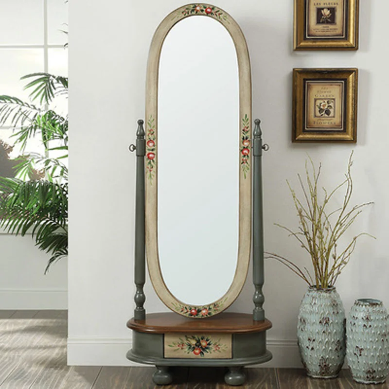 

Oval Apartment Flower Decorative Mirrors Big Long Wooden Vintage Mirrors Full Body Bedroom Specchi Decorativi Home Decor Items