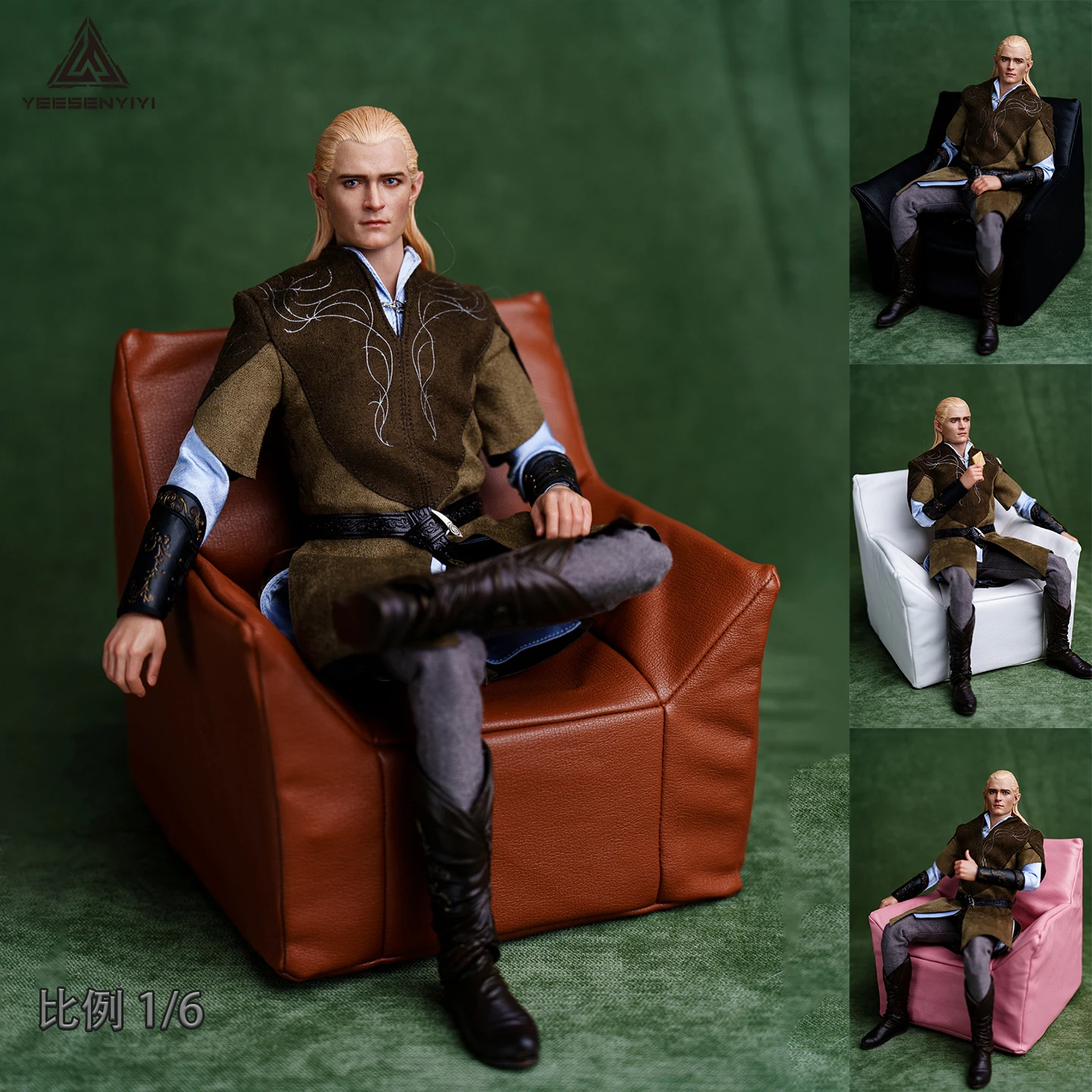 Scaled-down PU Sofa For 1/6 Action Figures BJD Dolls Miniature Sofa For 12-inch 30CM Model Dollhouse Scene Accessories