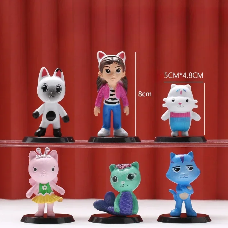 6pcs 세트 개비 인형 집 액션 피규어 인형 Kawaii 애니메이션 그림 모델 어린이 장난감 룸 데스크탑 장식 케이크 장식