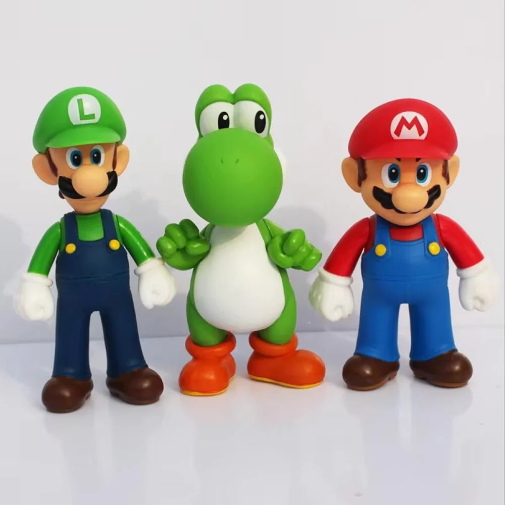 3Pcs Super Mario Bros PVC Action Figure Toys Dolls 4.4inch Mario Luigi Yoshi Model Toy Ornaments Children Birthday Gifts