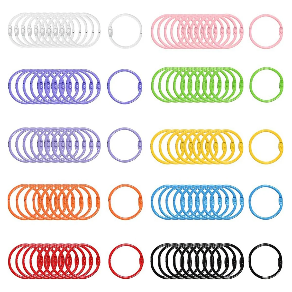 100Pcs Colorful Book Loose Leaf Binder Rings - 3cm Metal Loose Paper Notebook Rings Keychain Rings for Cards, Document