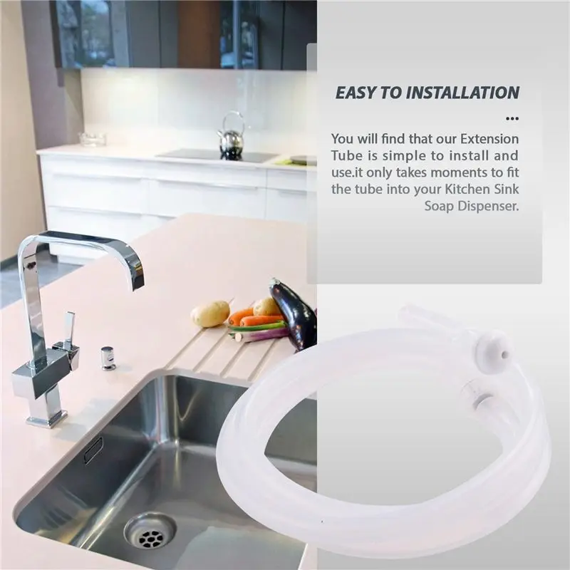 A36T-Sink Soap Dispenser Extension Tube Kit 45Inch With Check Valve, No Need To Fill The Little Bottle Again