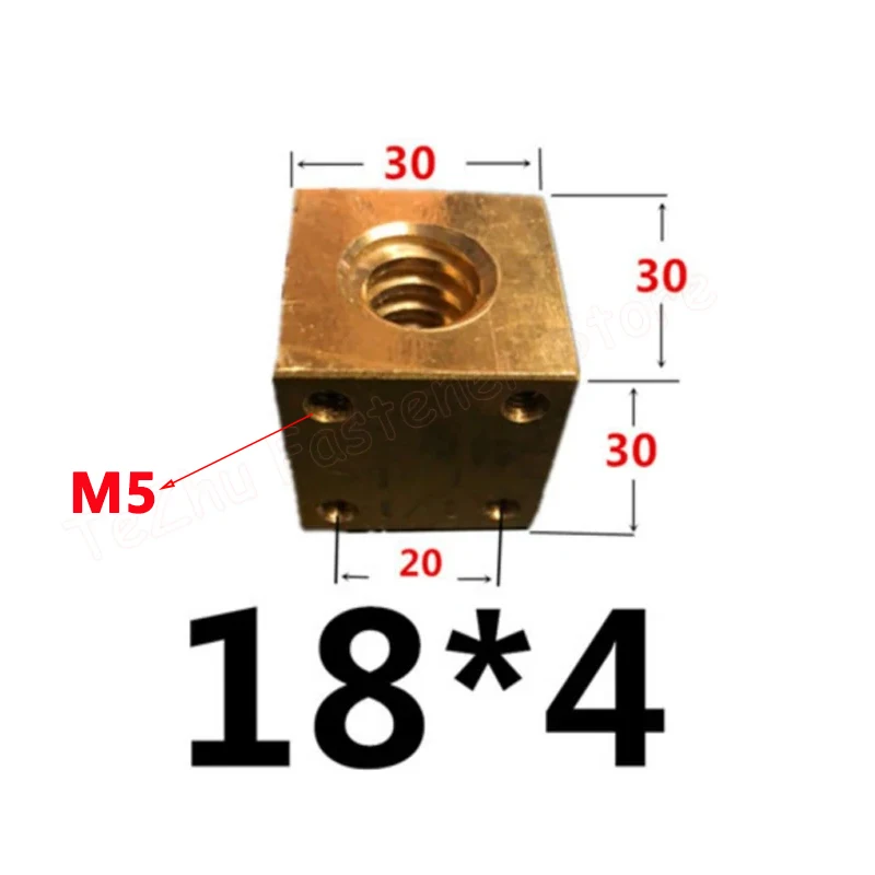 1pc T12 T18 T20 T25 T30 Brass Lead Screw Square Nut Trapezoid Screw Support Nut Right Thread