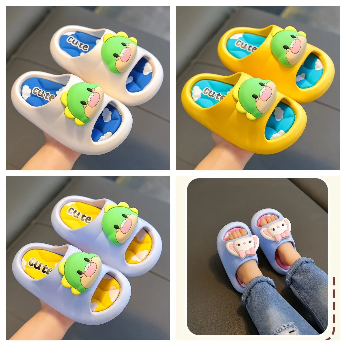 2024 New Children Sandals Slippers Girls Princess Cartoon Home Slippers Kids Non-slip Soft Bottom Bath Baby Outdoor Slippers