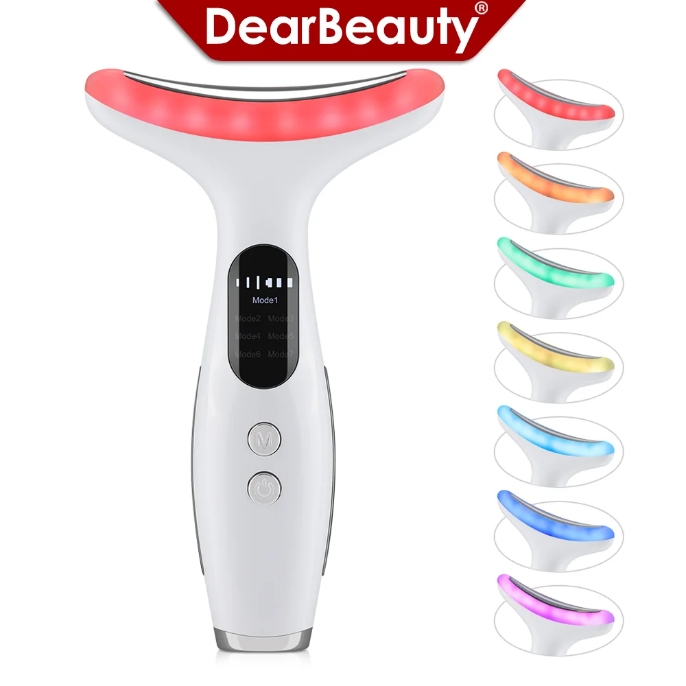 7 farben LED Gesicht Hals Massager EMS Gesicht Sculpting Werkzeug Haut Verjüngung Gerät Gesichts Lifting Schönheit Maschine Hautpflege Werkzeuge
