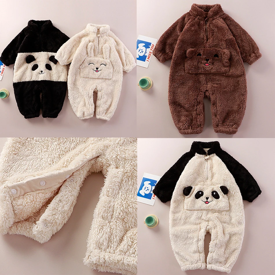 

Милые пижамы с героями мультфильмов для младенцев, комбинезоны для новорожденных, теплая домашняя одежда с длинными рукавами, боди, зимний плюшевый удобный комбинезон для маленьких девочек и мальчиков