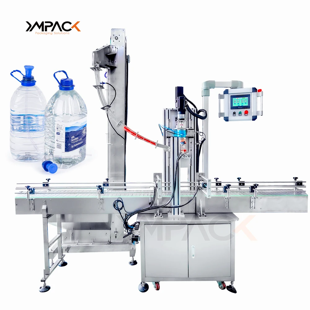 YIMUPACK CM100 Full Automatic Cap Feeder 5000ml 5 Liter Plastic Water Gallon Bottle Capping Machines With Conveyor