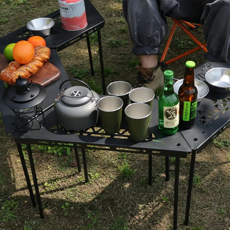 IGT Outdoor Folding Table Camping Table Splicing Iron Plate Trapezoidal Camping Equipment Ultra Light Combination Table