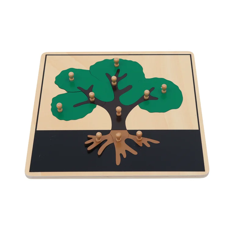 

Wood Tree Puzzle w/ Knob Montessori Educational Learning Toys Botany Materials Kids Jigsaw Game for Fine Motor Skill Practic