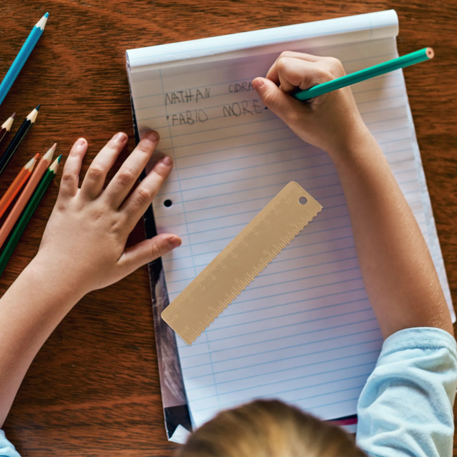 1 قطعة مسطرة نحاسية 30 سنتيمتر حافة مستقيمة معدنية للرسم أداة تعلم الطالب في الفصول الدراسية مقياس مكتب محمول #3