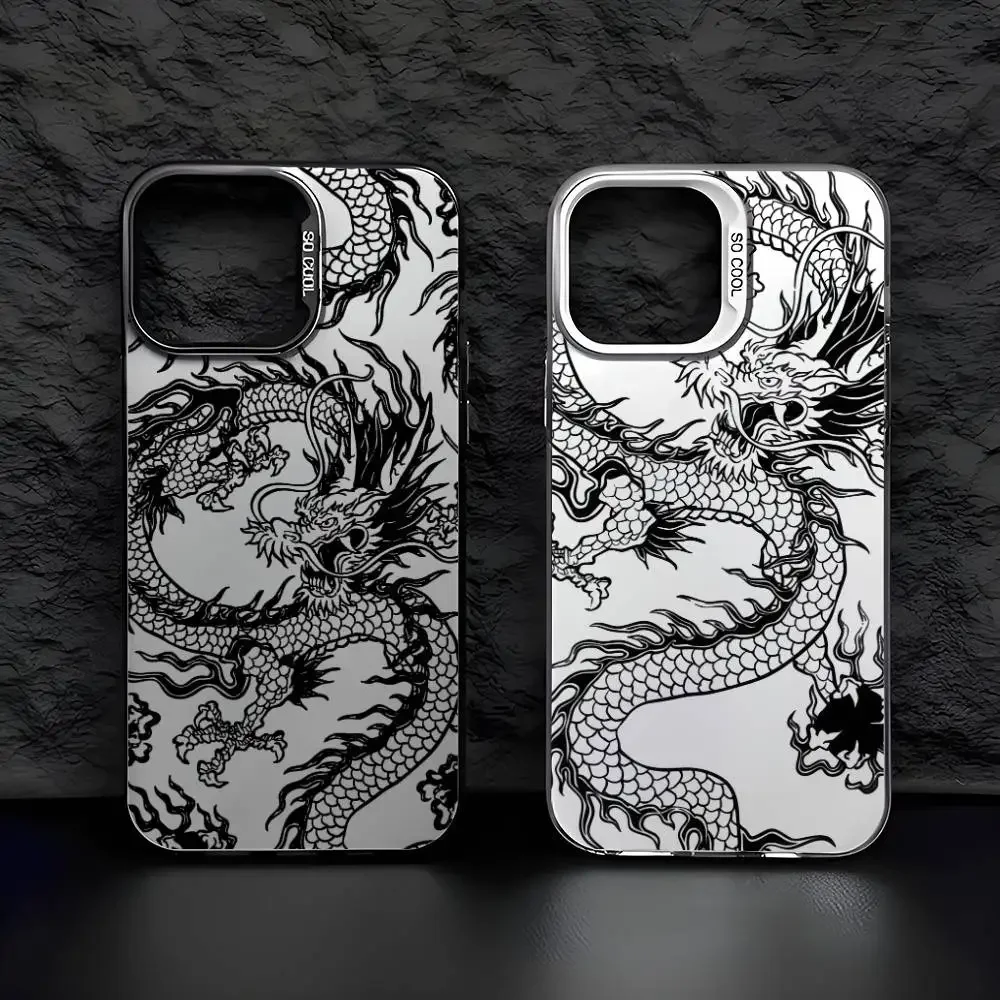 

Модный чехол для телефона с рисунком китайского дракона для iPhone 16, 15, 14, 13, 12, 11 Plus Pro Max, многоцветный, Аврора, лазерный, противоударный, принципиально