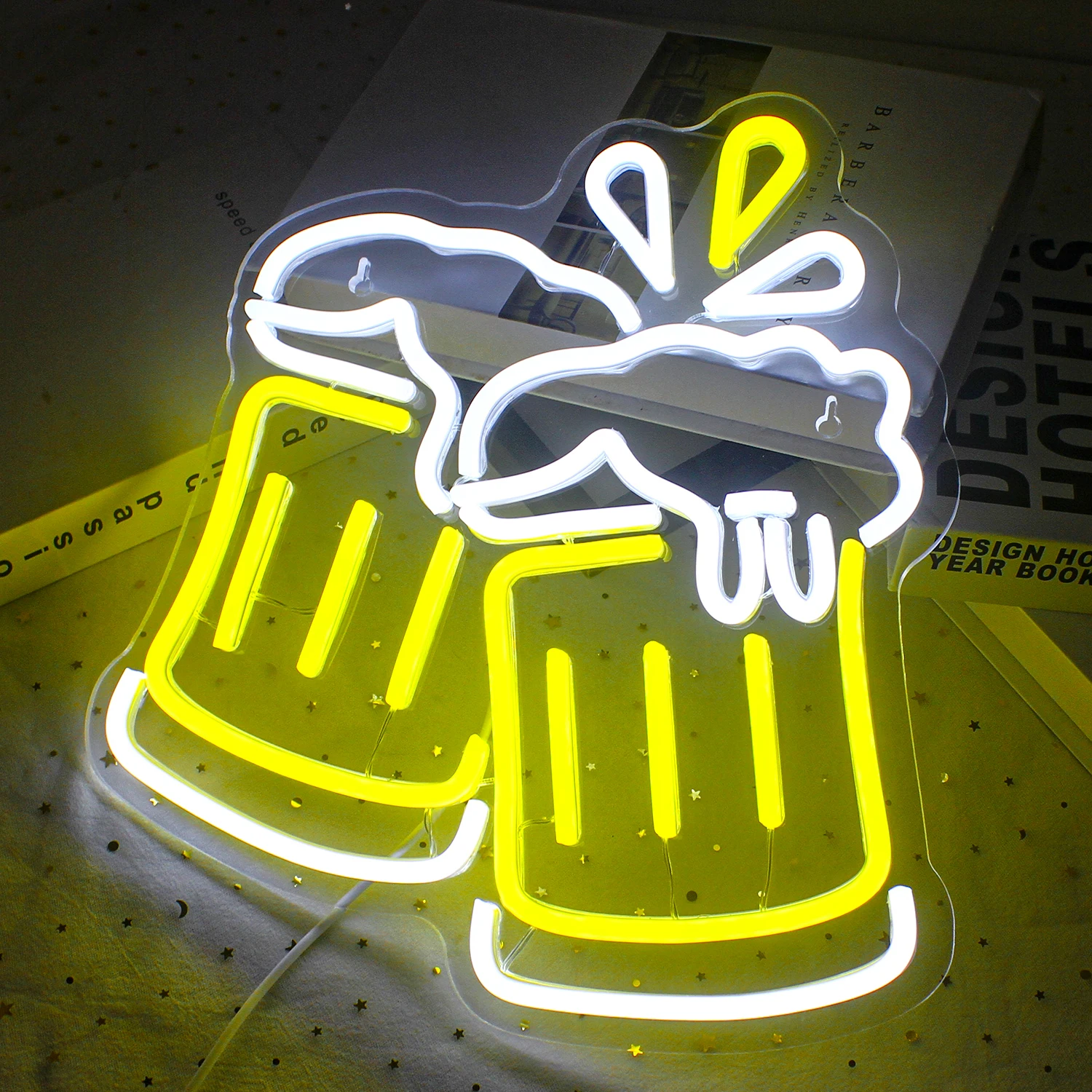 Imagem -02 - Beer Cheers Neon Led Sign Glow Bar Logo Signs Usb Powered Lights Lâmpada de Parede para Casa Loja Boate Decoração da Festa