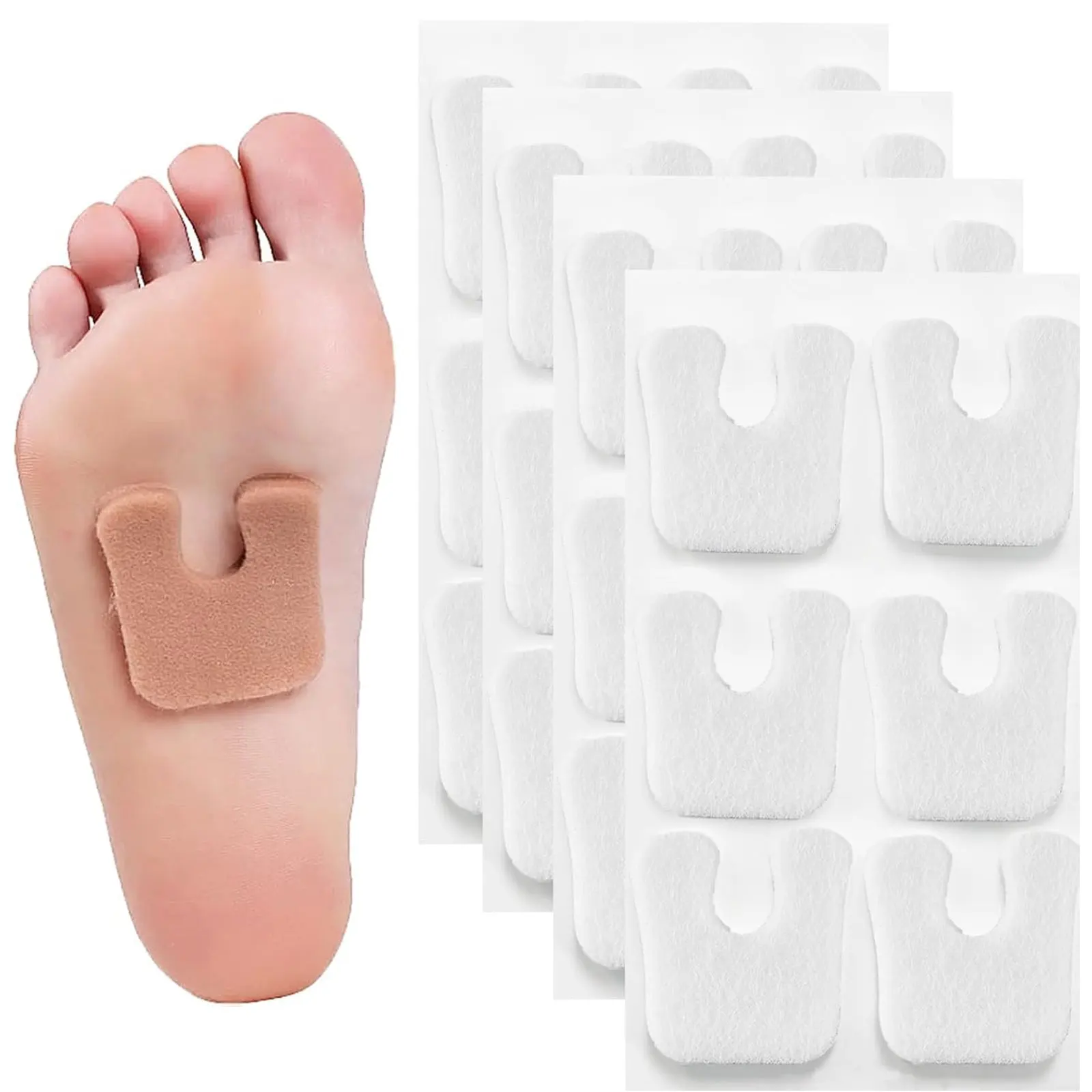 

6-72PCS U-Shaped Felt Callus Pads,Protect Calluses from Rubbing on Shoes,Reduce Foot and Heel Pain For Calluses,Heels & More