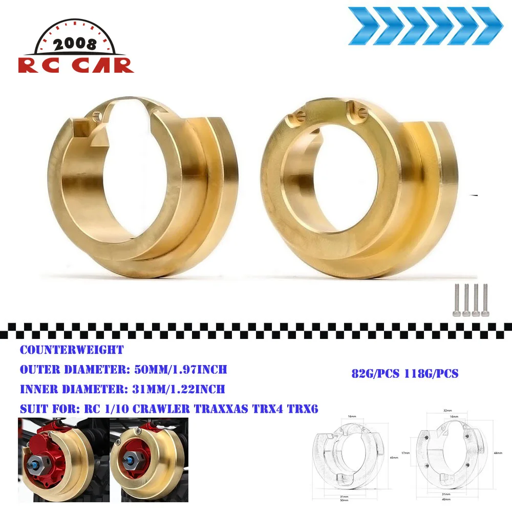 

1/10 82/118g Portal Brass Counterweight Balance Weight for RC Crawler Car TRAXXAS TRX4 TRX6 82046-4 Upgrade Parts