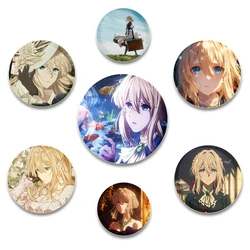 Anime Violet Evergarden Badge Brooch Cartoon Badges Cosplay Handmade Tinplate Pins for Backpack Clothes Chest Ornament Gifts