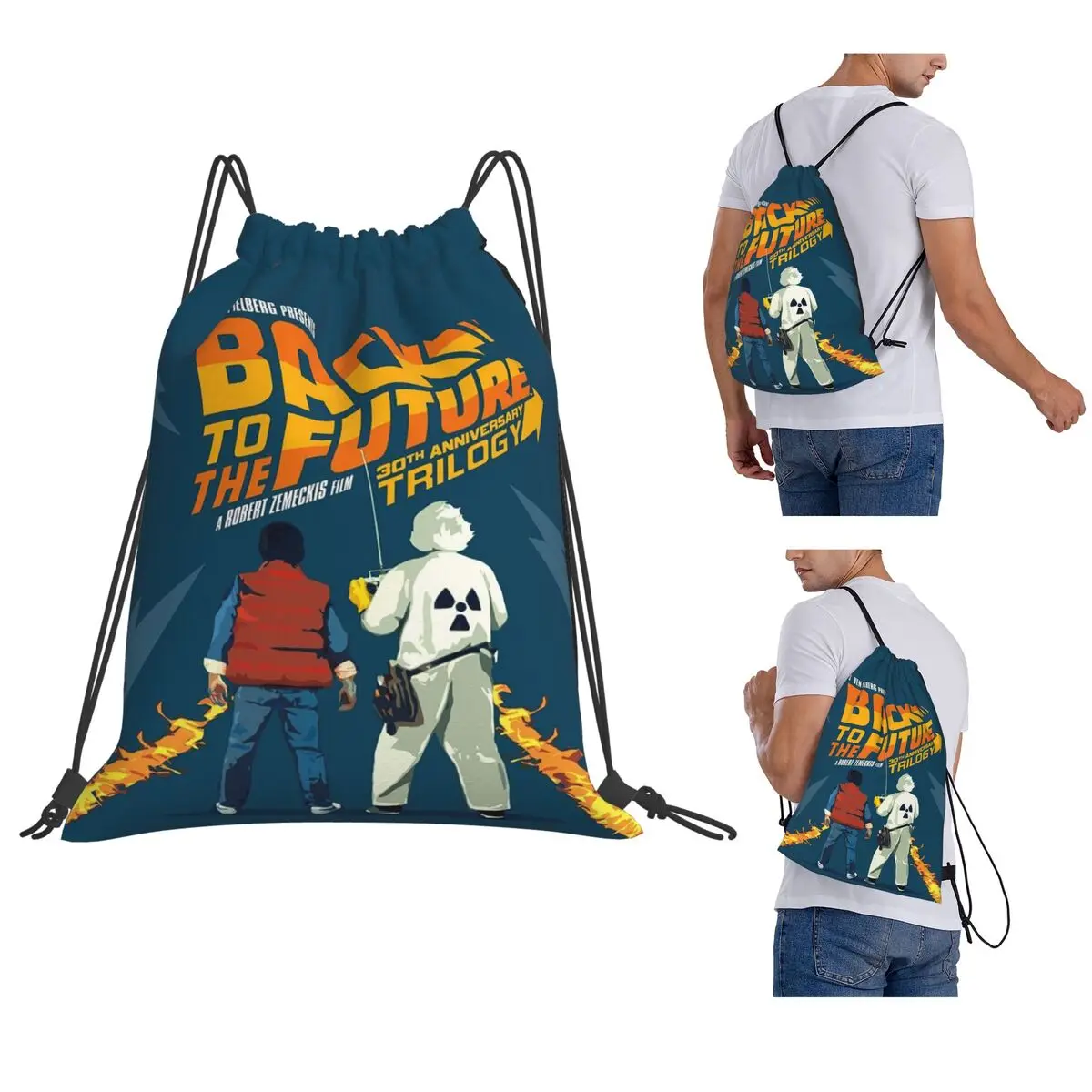 Back To The Future Backpacks Fashion Drawstring Bags Sundries Bag Book Bags for Man Woman School