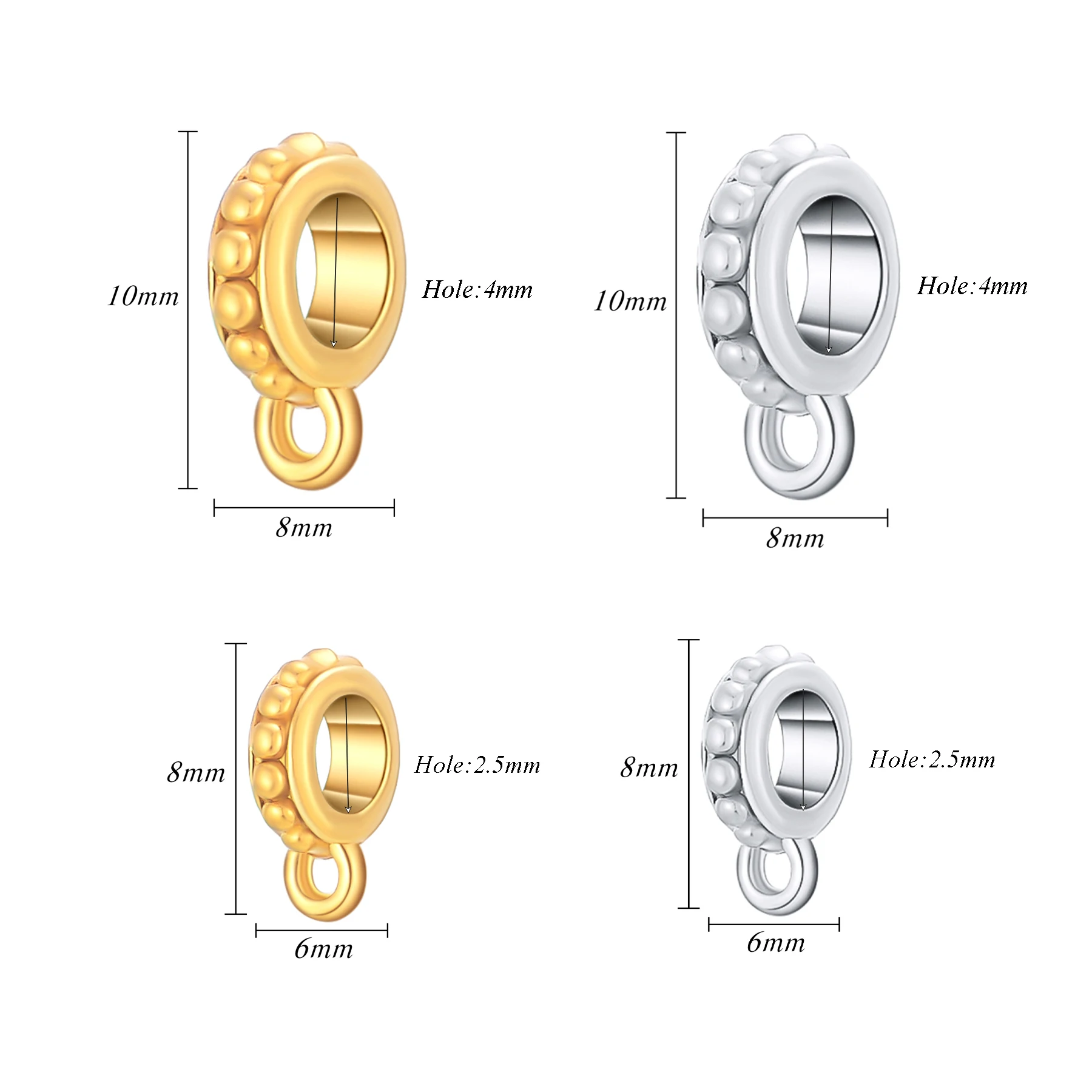 6 Stück/Set, runde Anhänger aus Edelstahl, Zubehör, Abstandshalter, Perlen, Charms, Verbindungsstücke, Materialien für die Herstellung von Schmuck. – Detail 1