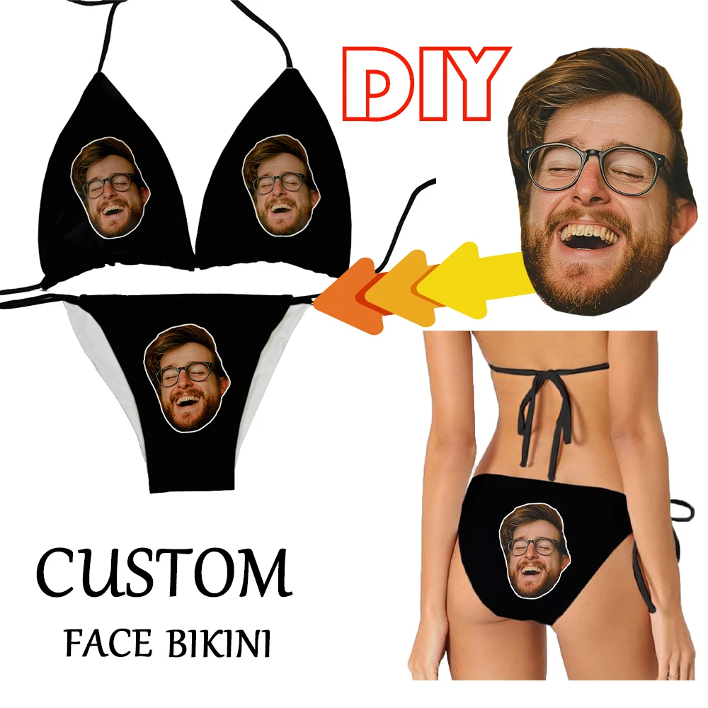 Fashion 3D printed face bikini personalized women's swimwear with photo printing meaningful gifts for girlfriends and wives