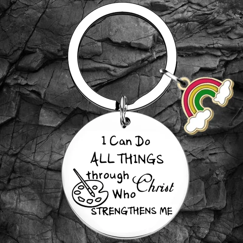 Artist Keychain Painter Gift I Can Do All Things Through Christ Who Strengthens Me Artist Gift Key Rings Art Teacher Gifts