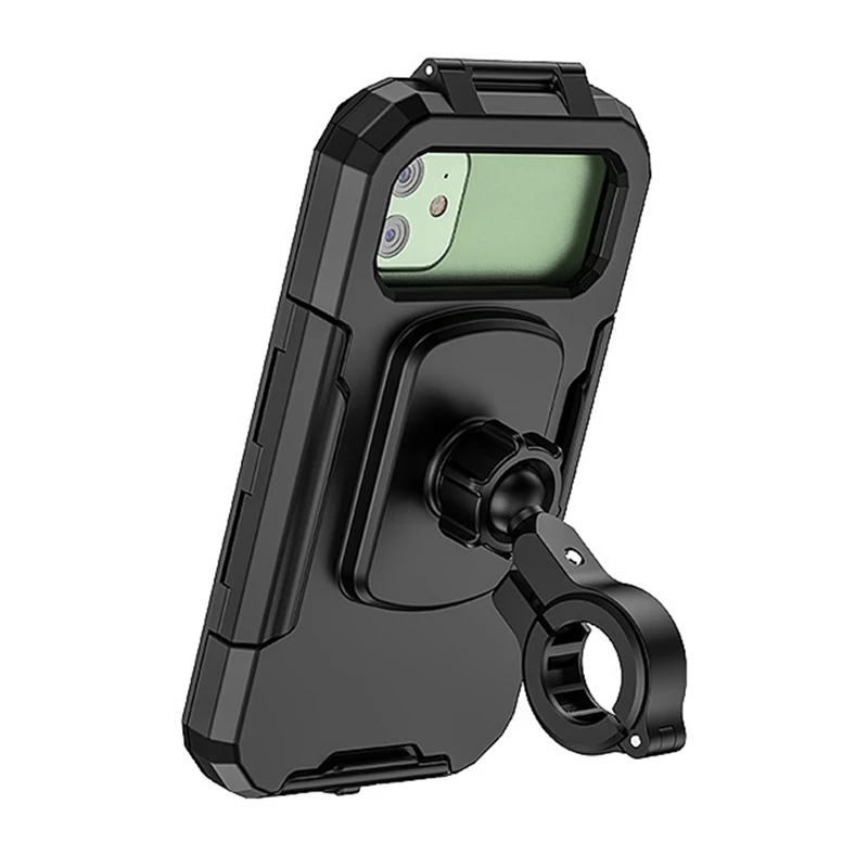 Motorcycle Phone Holder Waterproof Case Motorcycle Mount Double Socket Arm Handlebar Mirror-ELEC