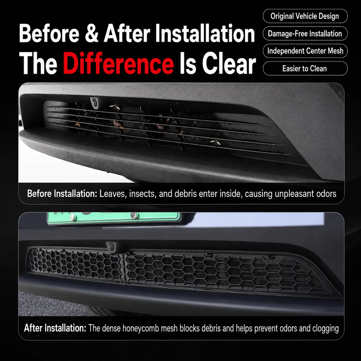 For Tesla New Model YL Launch 2026 Split Detachable Insect-proof Net Front Bumper Insect Screen Bumper Protective Accessories