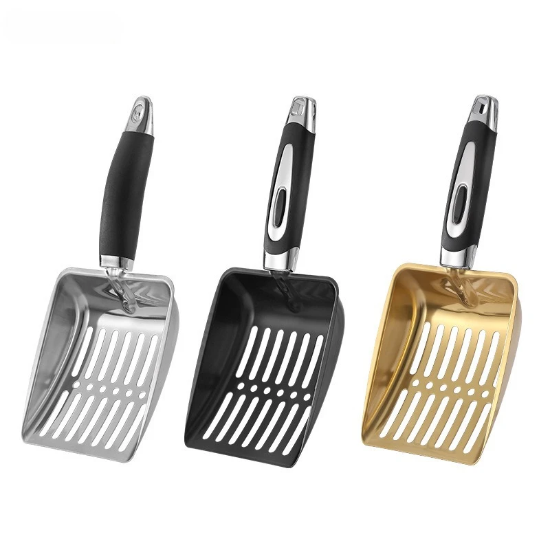 

Лопата для кошачьего туалета с длинной ручкой, металлическая нержавеющая сталь, большой кошачий туалет и ложка для еды, артефакт для чистки