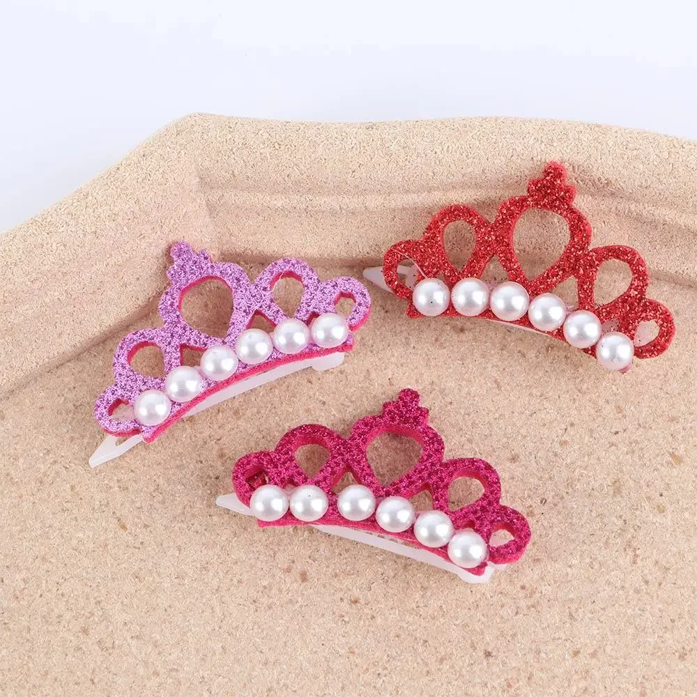 

DIY Cute Crown Shape Bows for Puppy,Cat with Faux Pearl Pets Hair Clips Pet Hairpins Pet Grooming Supplies Dog Accessories