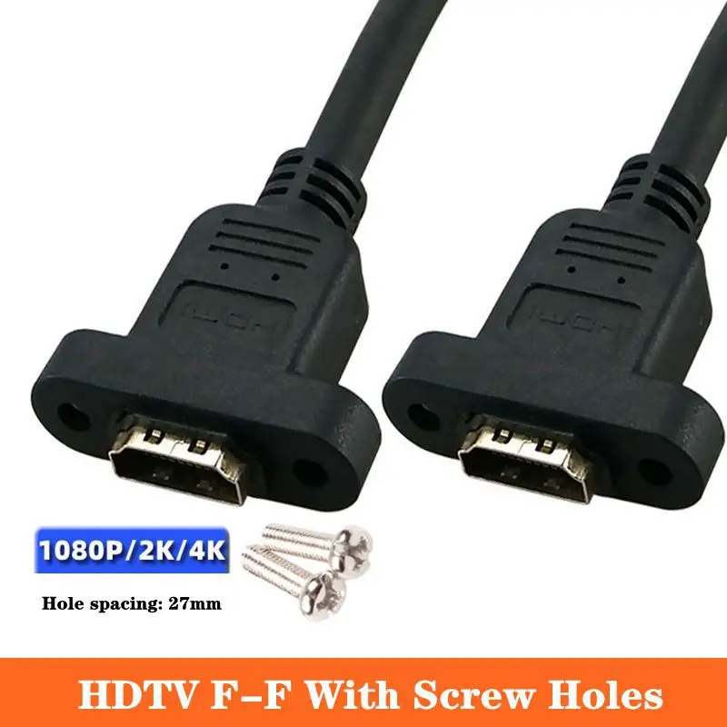 HD Micro/Mini HDMI Compatible Male To HDMI Compatible Female Ear With Screw Holes For Fixing Panel Cable A Female To D/C Male