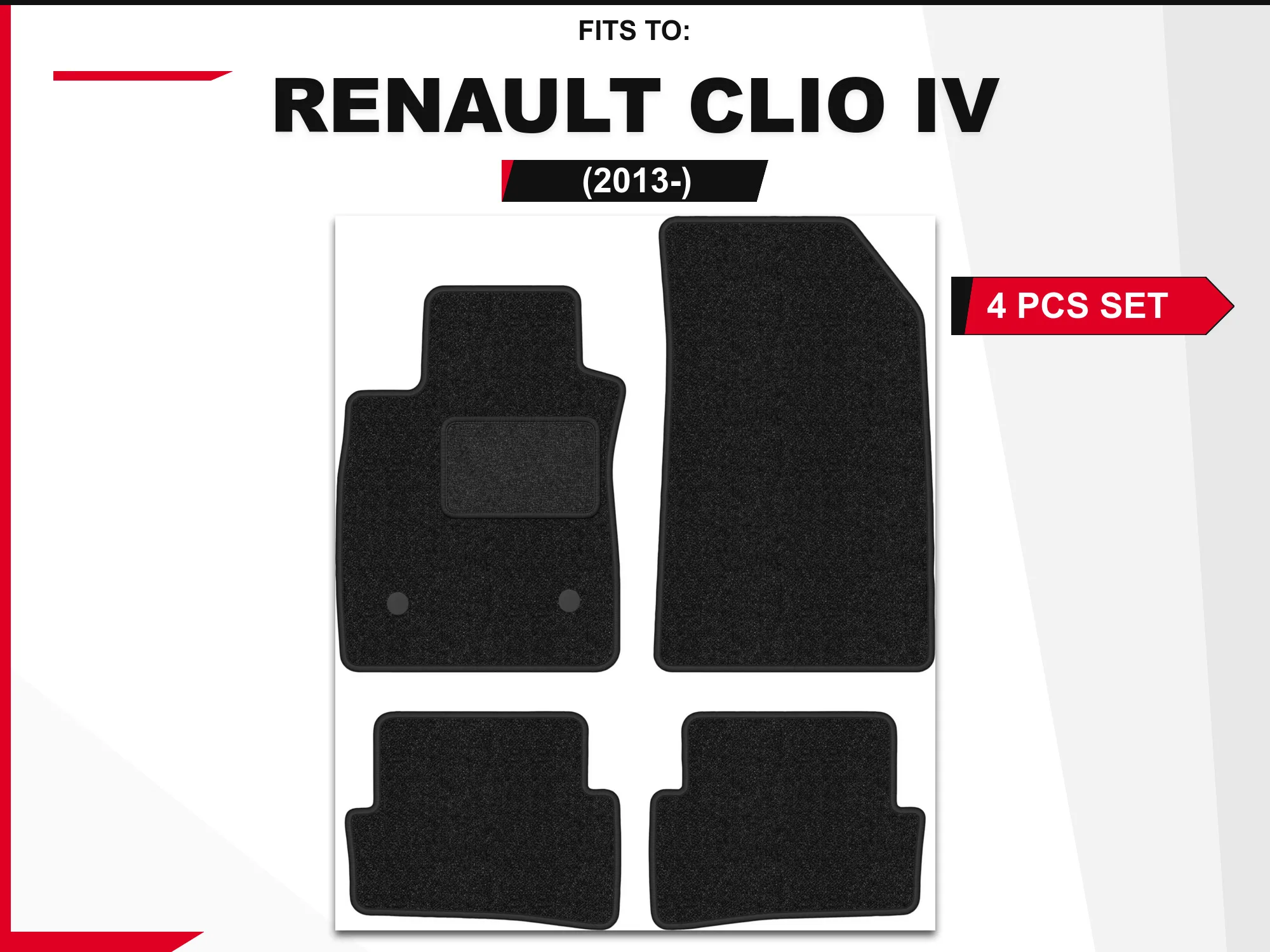 Antraciet velourmatten voor: Renault Clio IV 2013-4 PC's