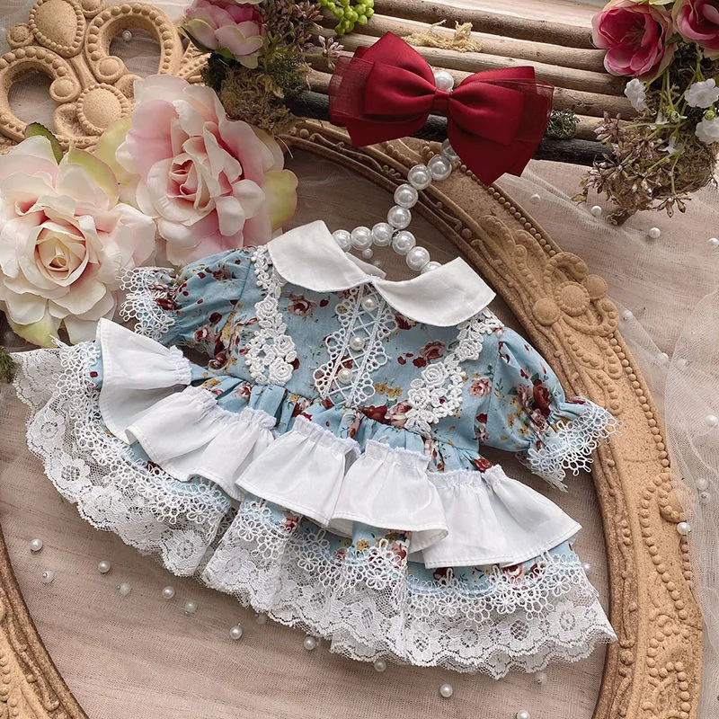 20cm cotton doll clothes custom vintage red floral set dress, 50-55cm reborn doll dress free shipping