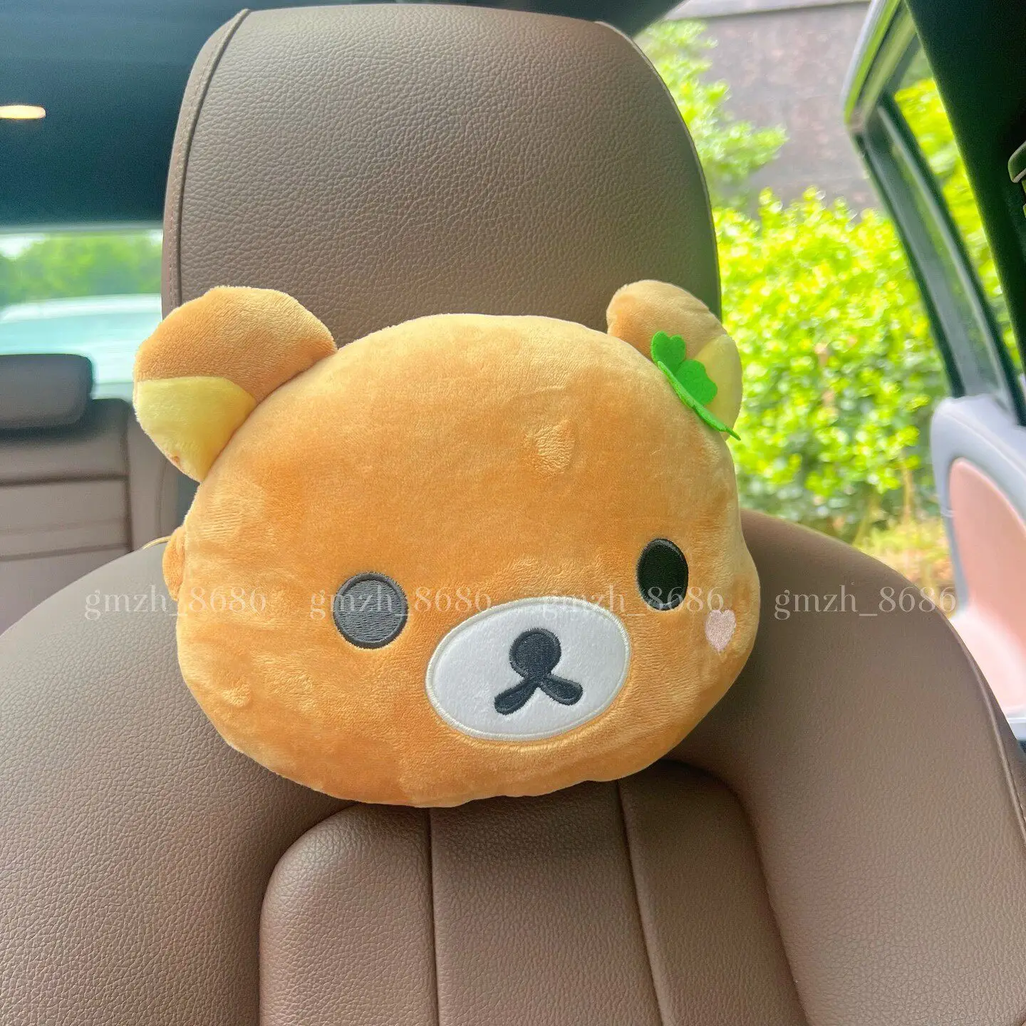 Rilakkuma Plush Car Neck Pillow Seat Belt Pad Head Support Pillow Car Interior Soft Teddy Bear Car Interior Accessories Gift